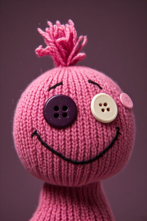 bobby, a punk sock puppet with glitter on its face